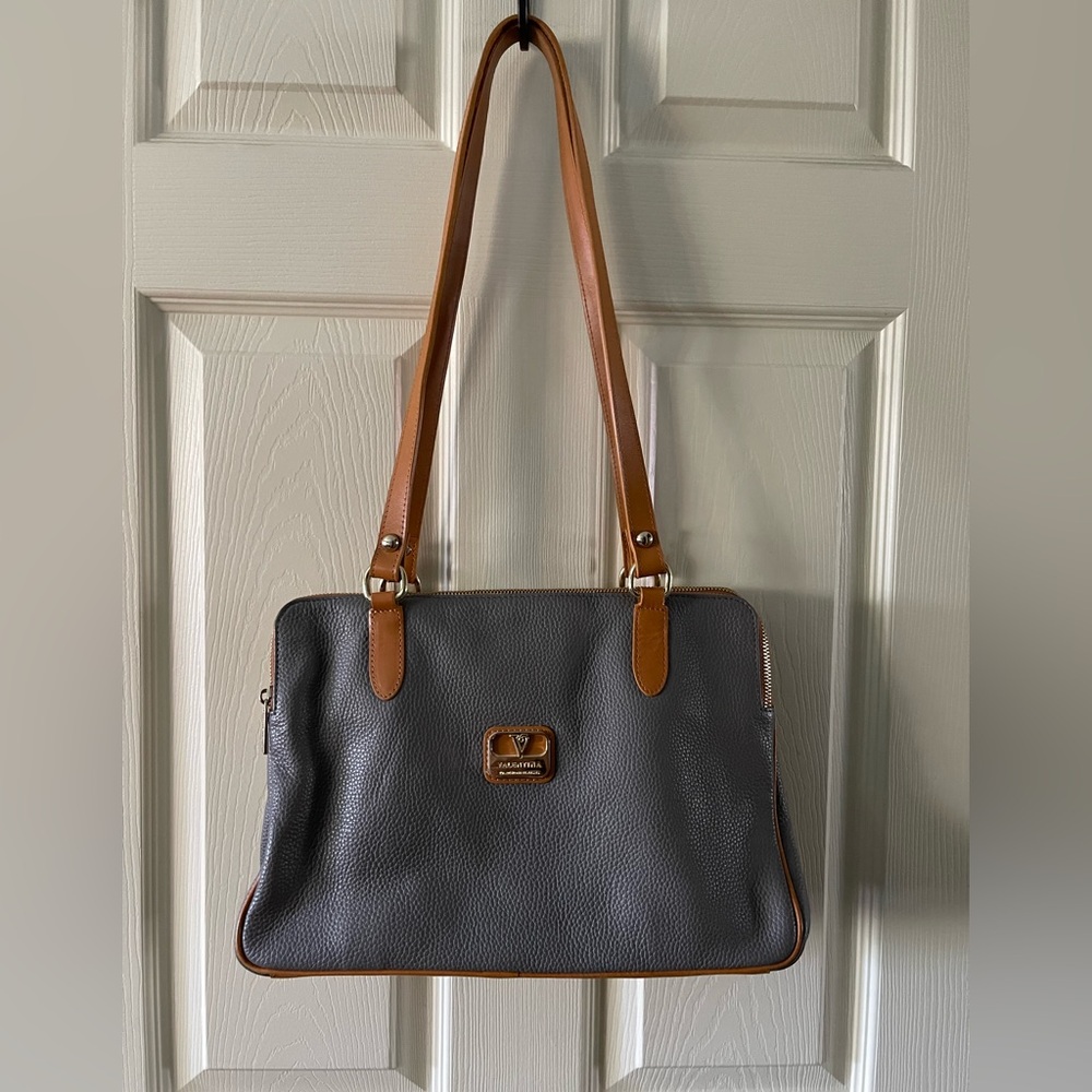 Valentina Gray Leather Shoulder Bag